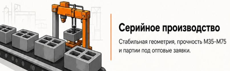 Серийное производство керамзитобетонных блоков